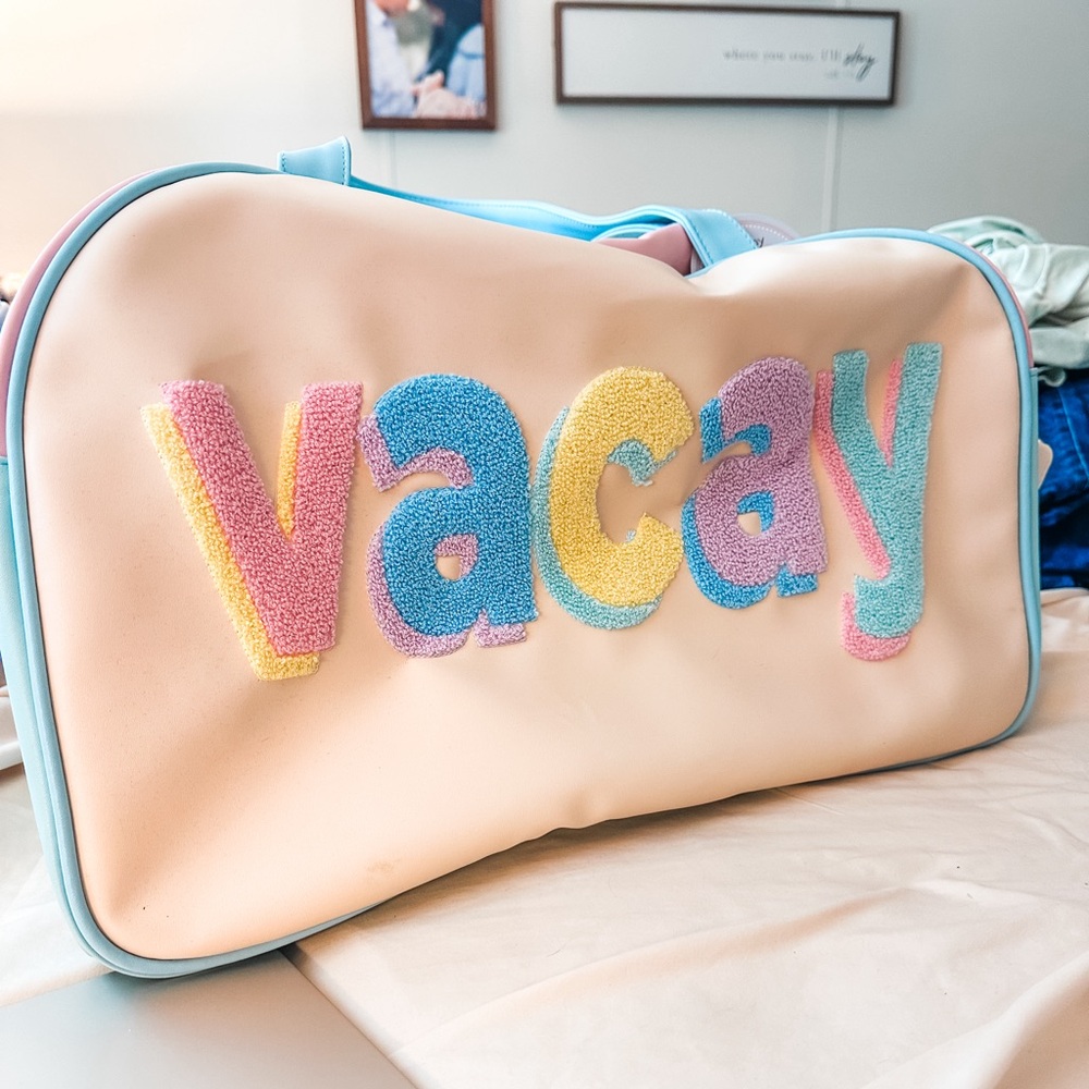 Jadelynn Brooke Chenille Patch Duffle Bag